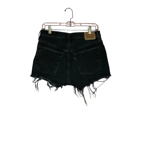 Levi's black 501 distressed jean shorts size 28 - Picture 9 of 9